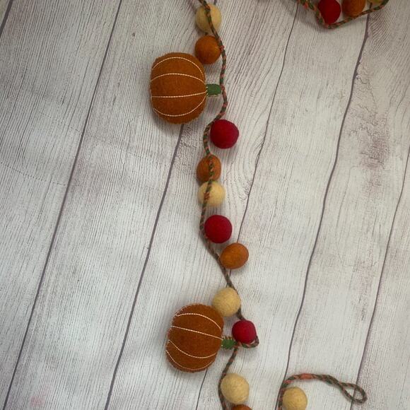 Haymarket Square Pumpkin Felt Ball Fall Garland Jute String Fall Thanksgiving 6' - Picture 5 of 10